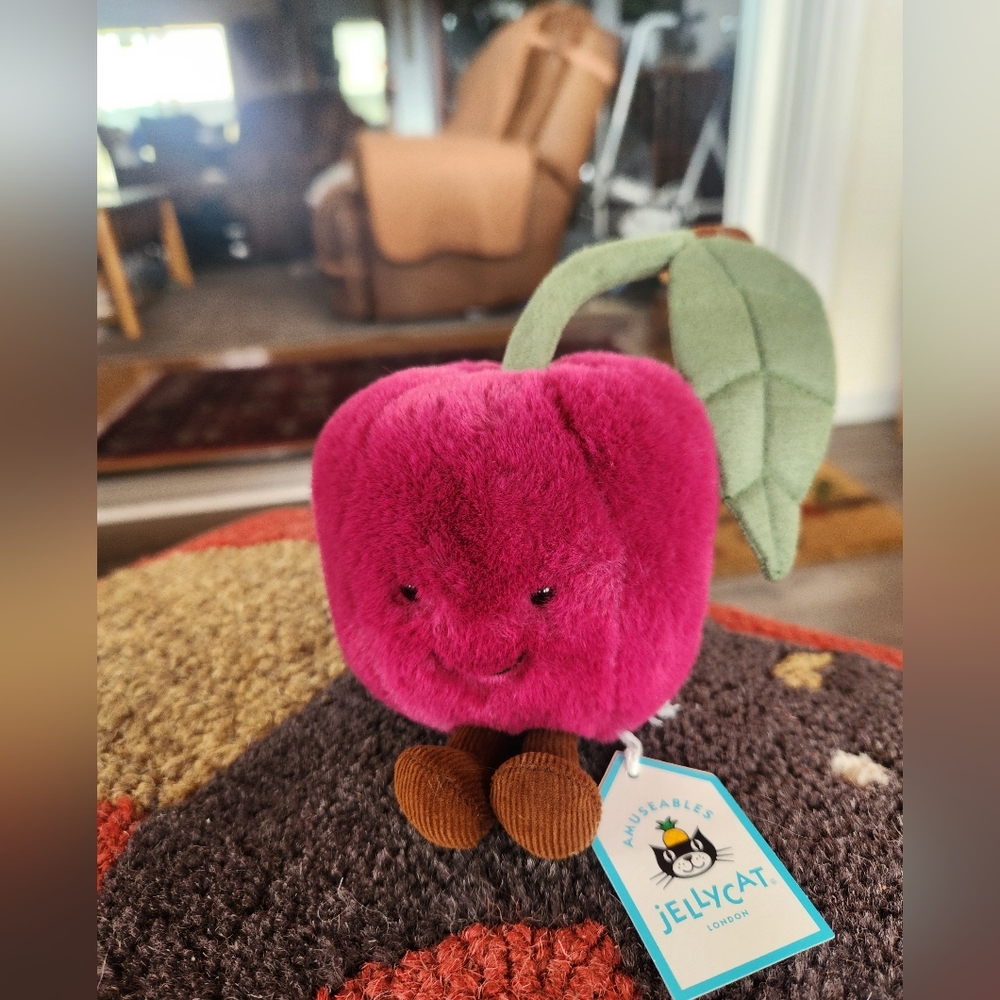 Jellycat Amuseable Cherry 🍒 5x4" Soft & Plush NWT - Picture 4 of 7